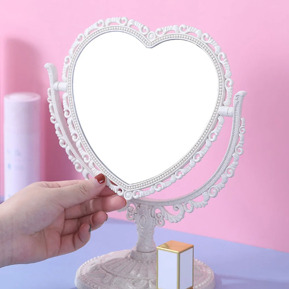2Pcs Makeup Mirrors Double-Sided Rotatable Desktop Vanity Mirrors Hollow Pattern Elegant Mirror for Home