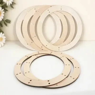 6 قطعة إطارات إكليل خشبي 12 بوصة قاعدة مستديرة ذاتية الصنع لعيد الميلاد الحرفية ديكور حديقة المنزل إكليل صنع لوازم الحرف الخشبية #1