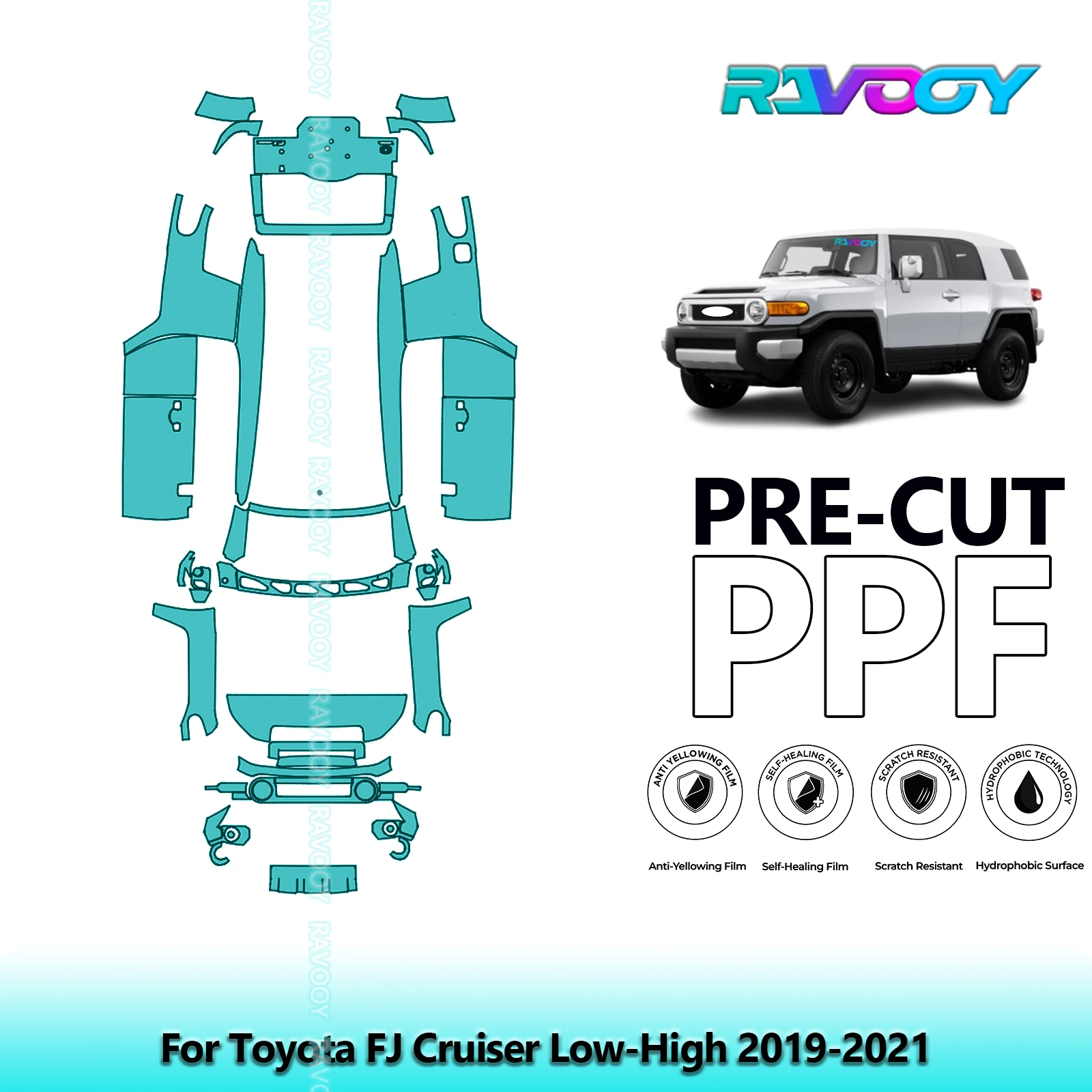 

Car Precut PPF Paint Protection Film Full Vehicle For Toyota FJ Cruiser Low-High 2019-2021