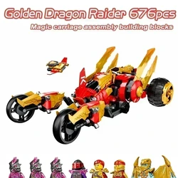 Golden Dragon Raider Building Blocks Modelo para Crianças, Presente de Natal, Fits 71773, 676pcs