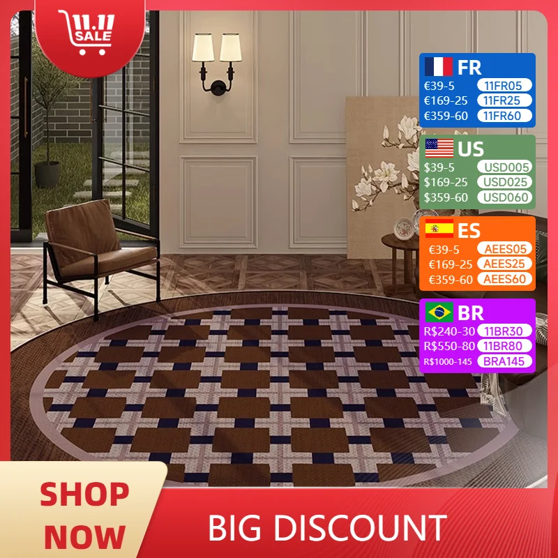 

Retro Round Living Room Carpet French Sofa Coffee Table Floor Mats Home Large Area Bedroom Bedside Plush Fluffy Rugs Ковер 양탄자