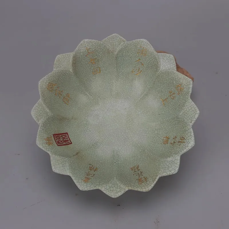 

Династия Сун Ru Kiln фарфоровая чаша с глазурью цвета селадона и лотоса, антикварное украшение для дома и коллекционный орнамент