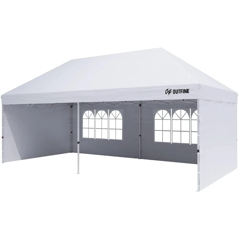 

OUTFINE Canopy 10'X20' Up Canopy Gazebo Commercial Tent with 4 Removable Sidewalls, Stakes X12, Ropes X6 for Patio