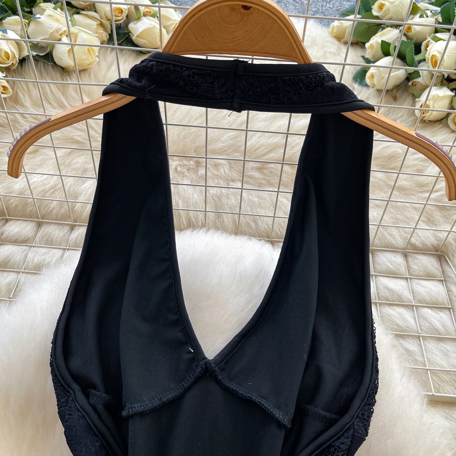 Hotsweet أنيقة بلا أكمام الرسن الخامس الرقبة داخلية الأشرطة أعلى مثير الشارع الشهير شارع العليا الخريف بذلة