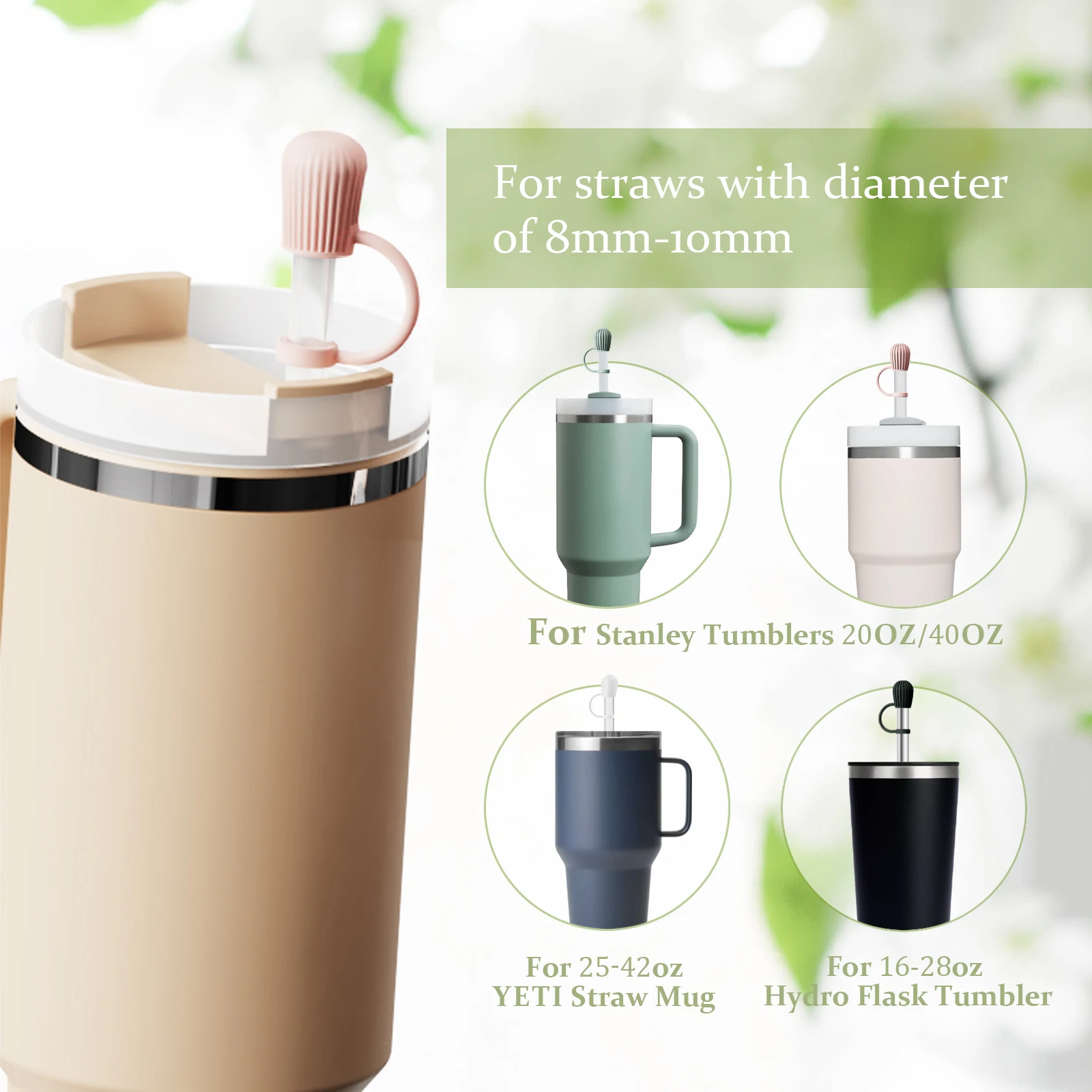 أغطية قش السيليكون من UMUST، أغطية قش مقاومة للغبار لأكواب ستانلي 30 أونصة/40 أونصة، ملحقات علوية من القش قابلة لإعادة الاستخدام