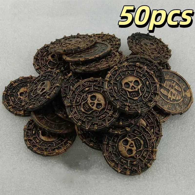 50 stuks faux bronzen Romeinse piraatmunten plastic grap rekwisieten voor feestdecoraties en carnavalsplezier