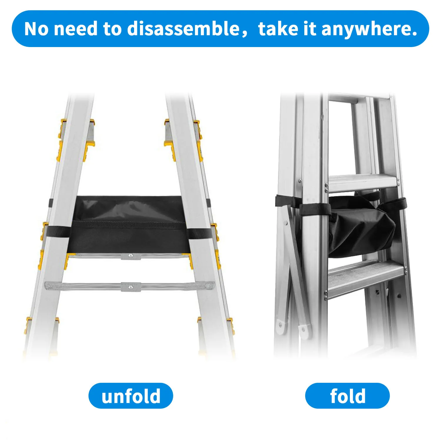 Ladder Tool Pouch Heavy Duty Waterproof Step Ladder Tool Tray with Adjustable Straps Universal Fit Ladder Tool Caddy for Ladder