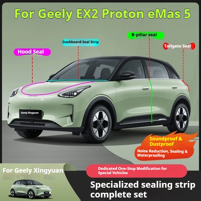For Geely EX2 Proton eMas 5 Geely Geome Car Dashboard Engine Cover Trunk B Pillar Roof Rubber Seal Strips Car Accessories