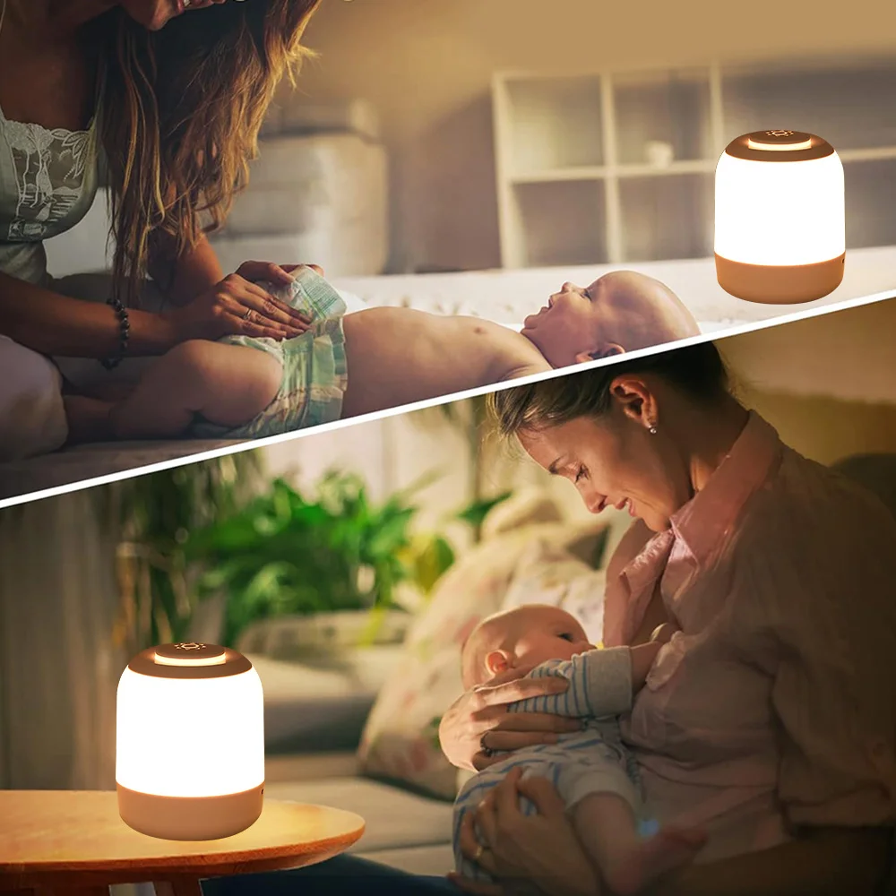 Lampu malam LED, lampu meja sentuh LED, lampu samping tempat tidur, lampu kamar tidur dengan Sensor sentuh, lampu meja portabel untuk hadiah anak-anak