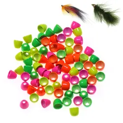 10pcs Fluorecent Brass Cone Head Beads Fly Tying Material For Woolly Buggers Minnows Streamers Tube Fly Trout Fishing Lures