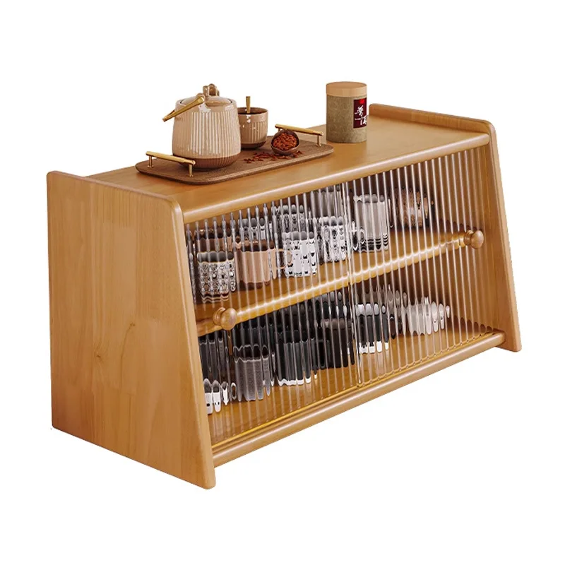 

Wooden cup tea set storage cabinet dining side cabinet countertop coffee cup holder desktop water cup dining table rack
