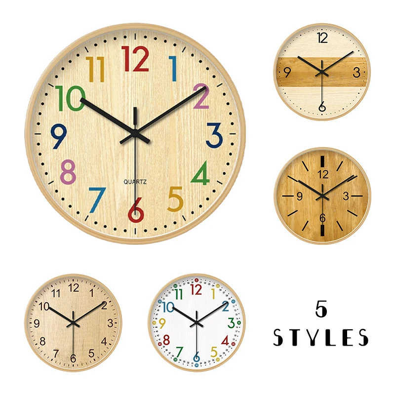 

Japanese Style Silent Wooden Wall Clock Natural Wood Frame Minimalist Quartz Clock for Living Room Bedroom Decor