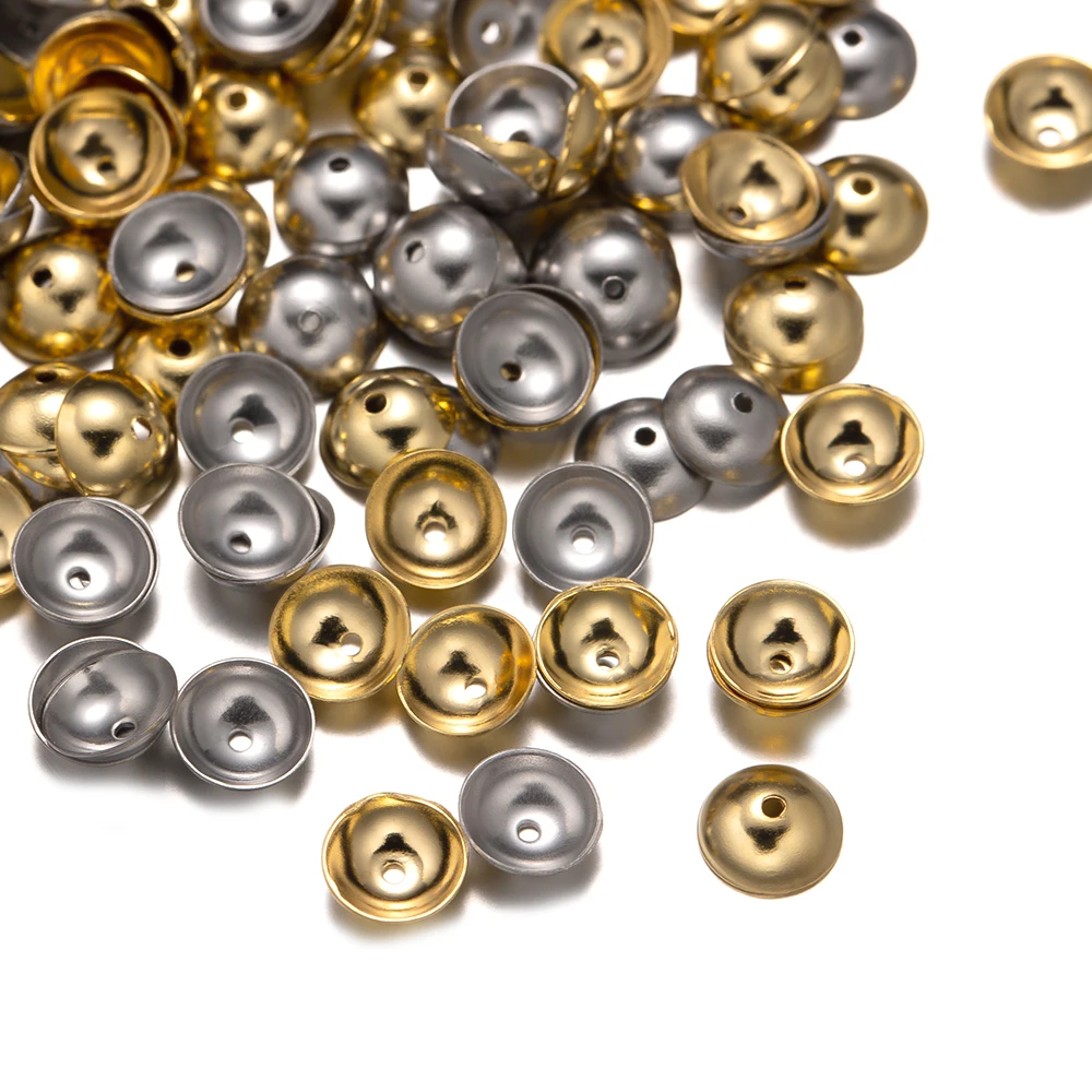 50/100 Piezas de Cuentas de Acero Inoxidable de 3-10 mm, Componentes para Hacer Pulseras, Collares, Joyería, Accesorios y Abalorios