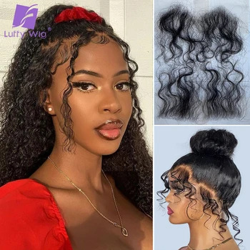 Cheveux bouclés naturels réutilisables pour femmes, délié en dentelle invisible suisse, cheveux humains StrihearFluff, Bords, HD, bébé, 4 pièces