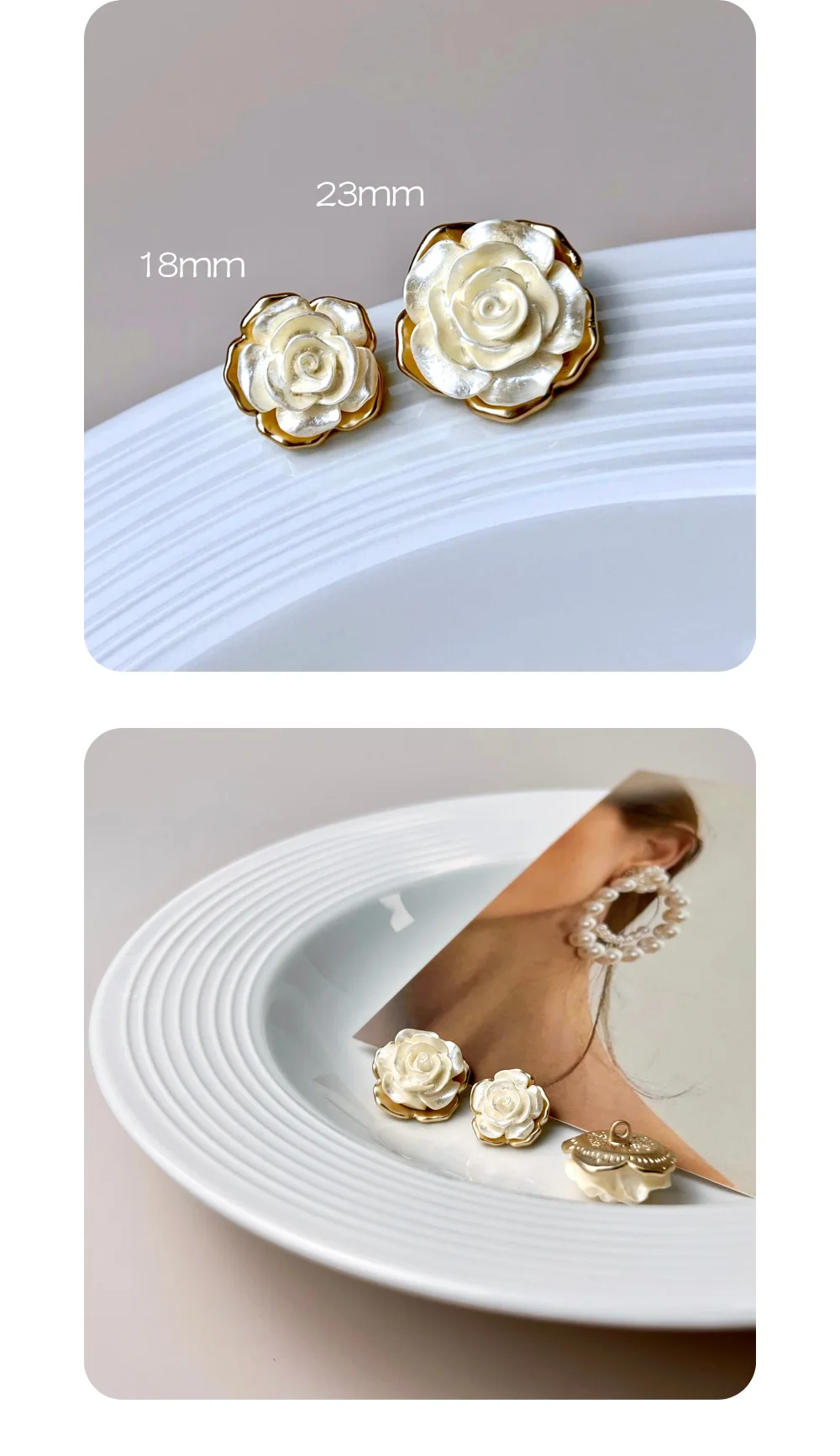 10 Stück Metallknöpfe zum Nähen, Kleidungszubehör, DIY-Handwerk, dreidimensionale Rosen-Dekorationsknöpfe, Knöpfe in Blumenform, 18 mm/23 mm – Detail 3