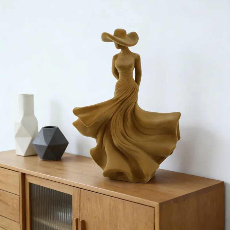 19x11x24cm White Lady Figurine Statue Elegant Dress Girl Sculpture Nordic Desktop Decor Home Room Shelf Ornament Gift