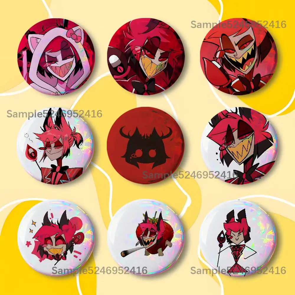 Alastor H-HazbinS Anime Button Pin Daily Stylish Ornament Badge Exquisite Round Brooches Backpack Accessorie