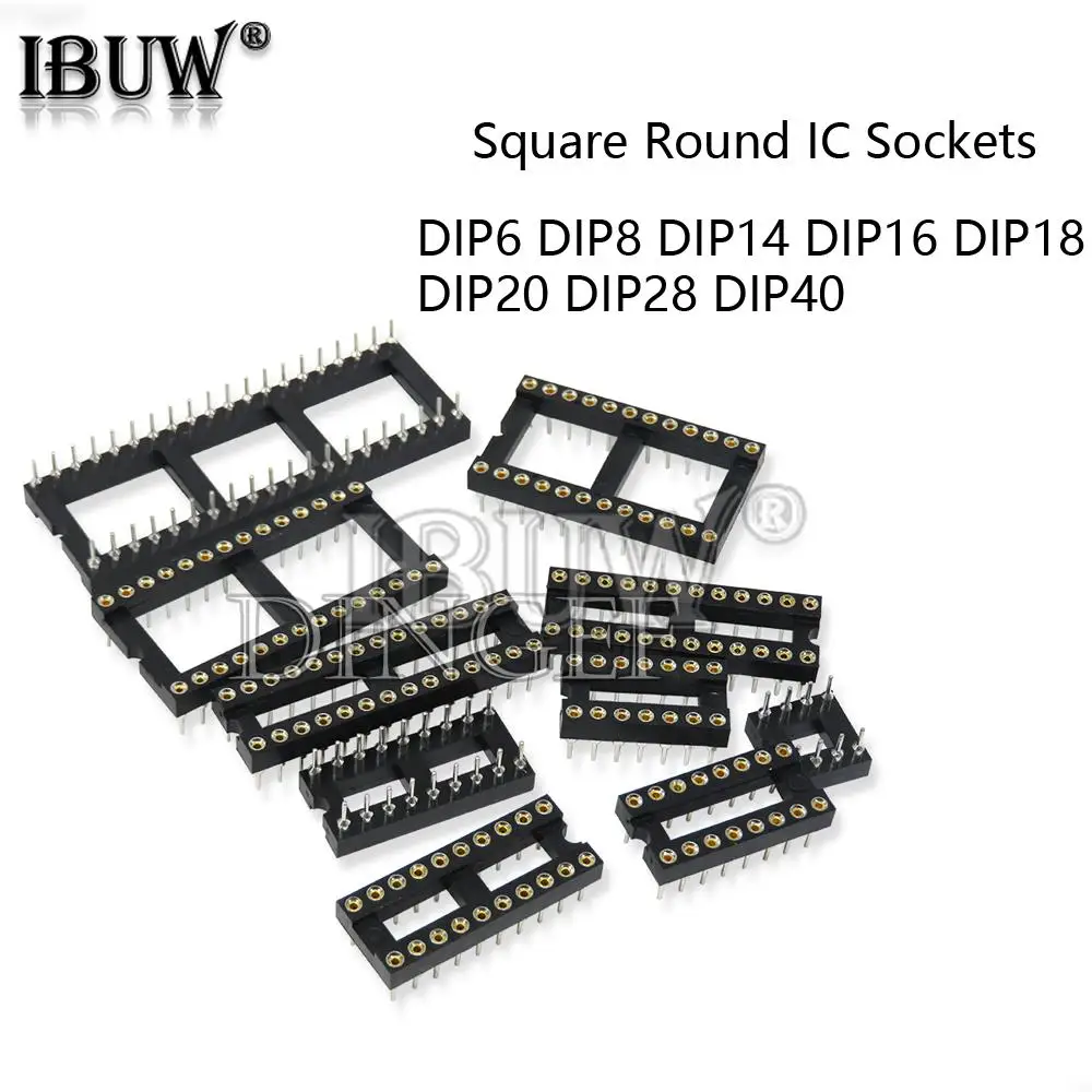 10PCS Square Round IC Sockets DIP6 DIP8 DIP14 DIP16 DIP18 DIP20 DIP28 DIP40 Connector DIP Socket 6 8 14 16 18 20 24 28 40Pins