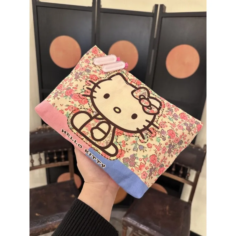 

Hello Kitty Makeup Bag Travel Delicate Storage Bag Portable Canvas Printing Cartoon High-capacity Cosmetic Bag