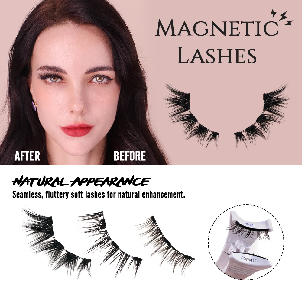 Magnetic Eyelashes Natural Look Easy to Apply Reusable False Lashes