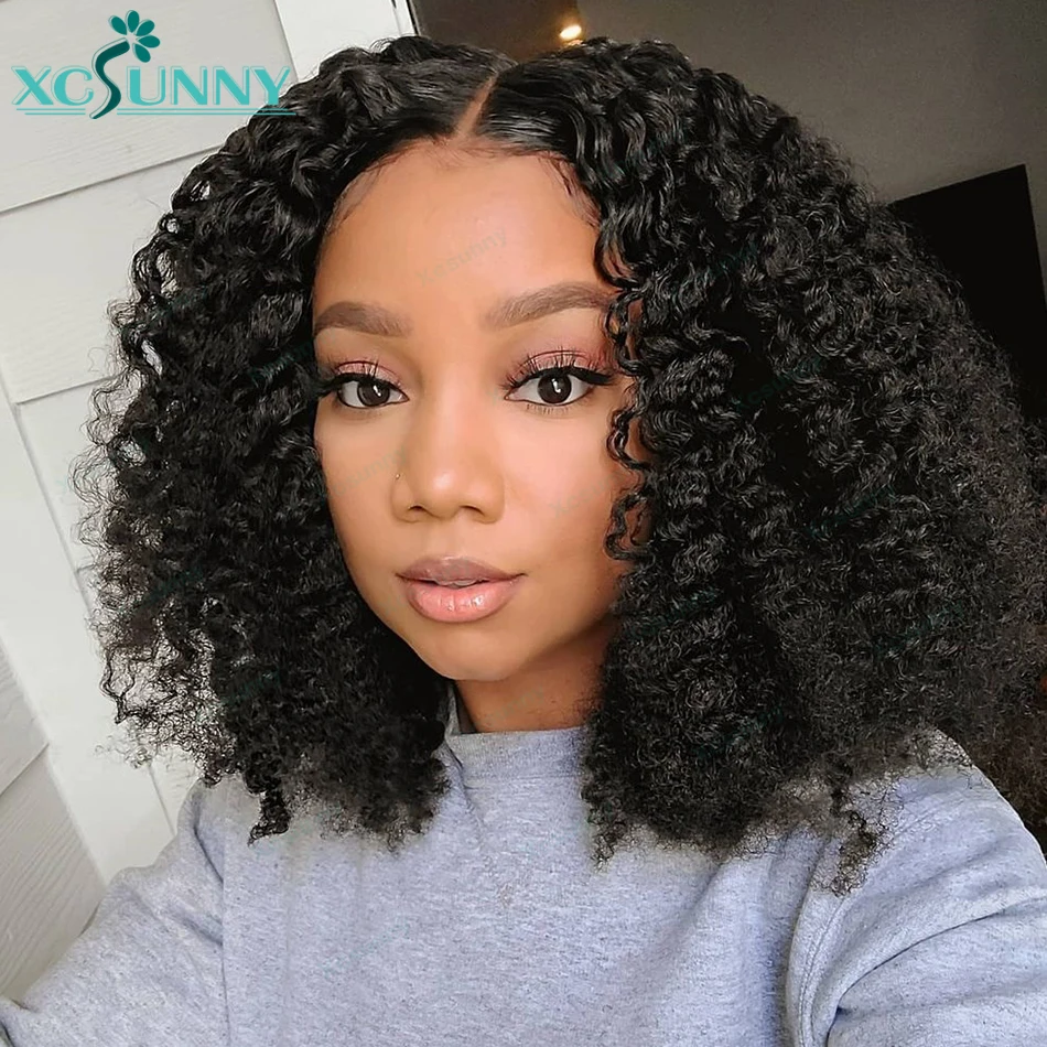 

Kinky Curly Bob Wig Human Hair Glueless 13x6 Lace Front Wigs Human Hair Curly Short Pre Plucked For Black Women