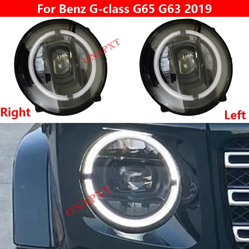 

For Benz G-class G65 G63 2019 Car Front LED Headlight Assembly Low Upgrade High Circular Headlights Turn Signal Flashlight