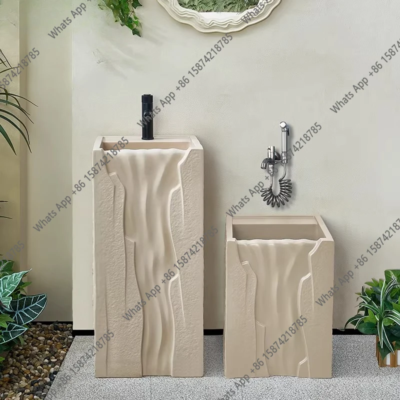 

Column basin Outdoor stone column wash basin Garden square vertical integrated floor wash basin