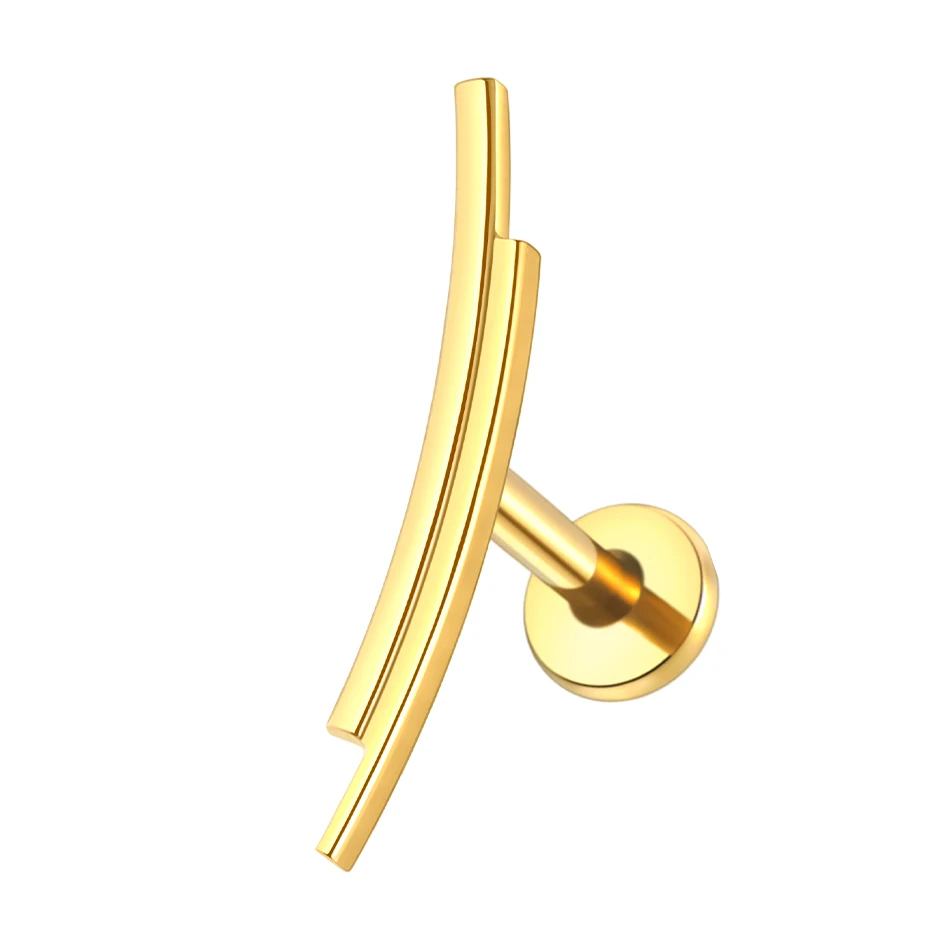 1PC Titanium Oorkraakbeen Piercings Platte Achterkant Stud Oorbel Interne Draad Vlinder Kruis CZ Helix Tragus Piercing Sieraden 16G