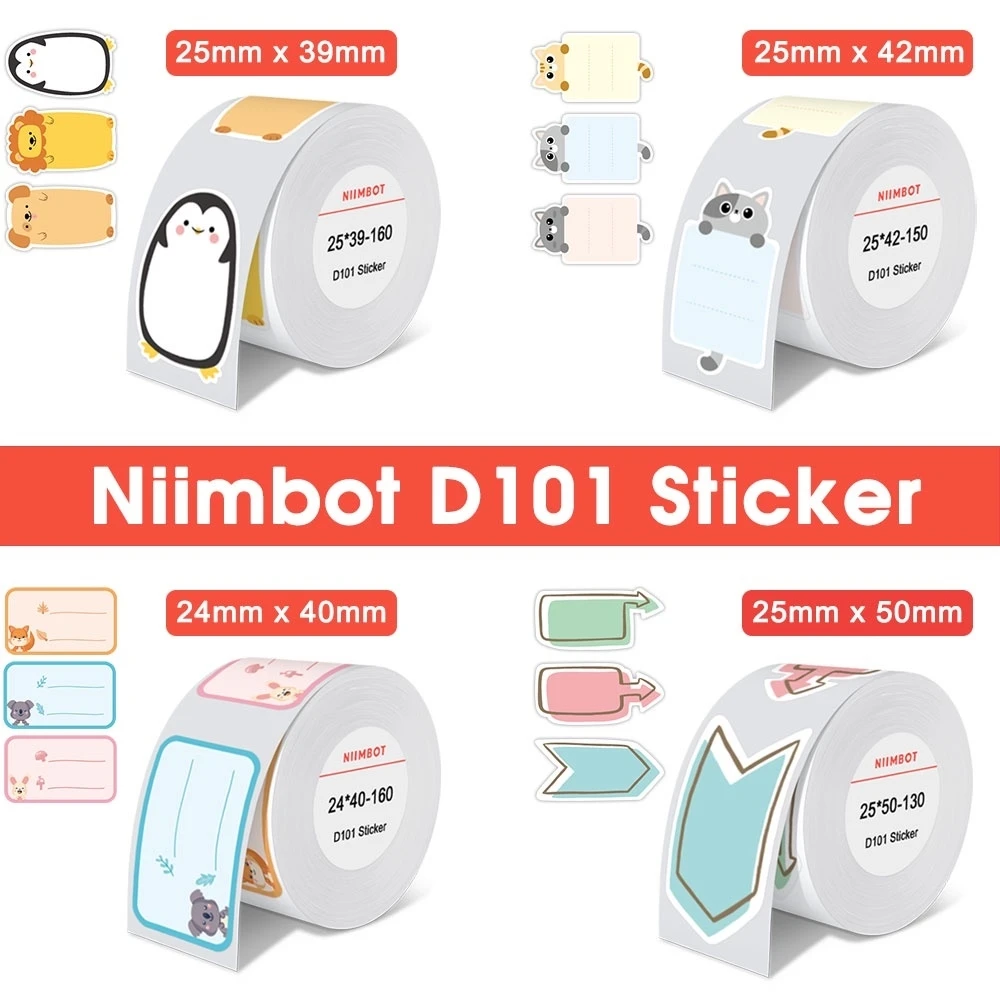 Niimbot เครื่องพิมพ์ฉลาก D101เครื่องทำเครื่องหมายพิมพ์กระดาษแบบมีกาวในตัวกระดาษทำเครื่องหมายสินค้าโภคภัณฑ์ราคากระดาษซูเปอร์มาร์เก็ต