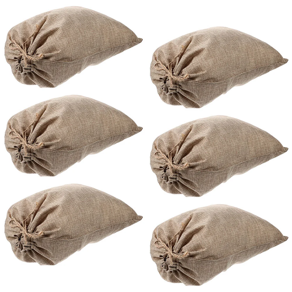 6 Pcs Burlap Drawstring Bag Potatoes Plant Cloth Bags Vegetable Sacks Linen Pouches Grow