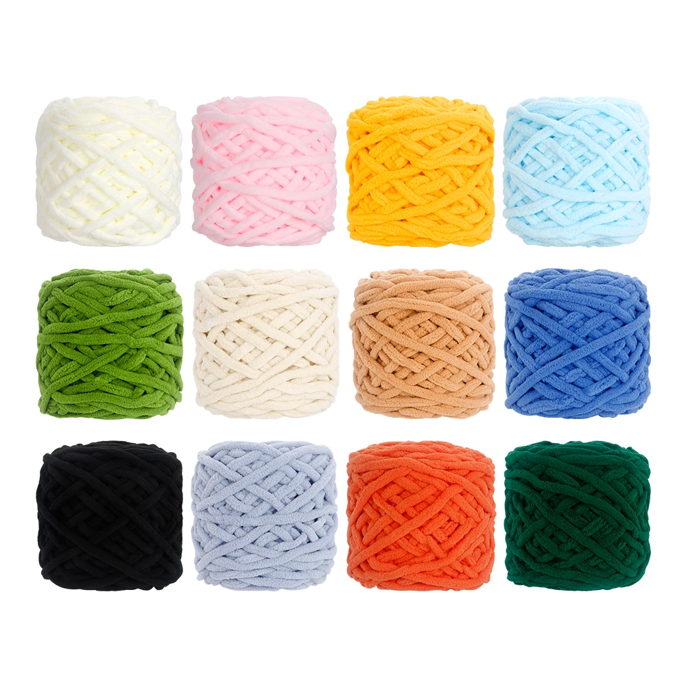 QJH 5 قطع من خيوط الشنيل المكتنزة (95 جم/3.35 أونصة)، غزل الصوفى لبطانية الحياكة اليدوية، قفازات وشاح شال سترة