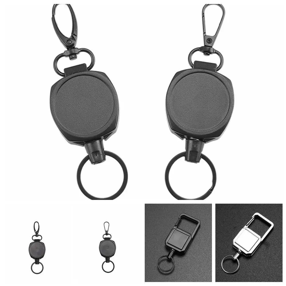 Easy-to-pull Retractable Key Ring Anti Lost Telescopic Rope Badge Holder ID Card Lanyard Buckle Easy-to-pull Buckle Rope Male