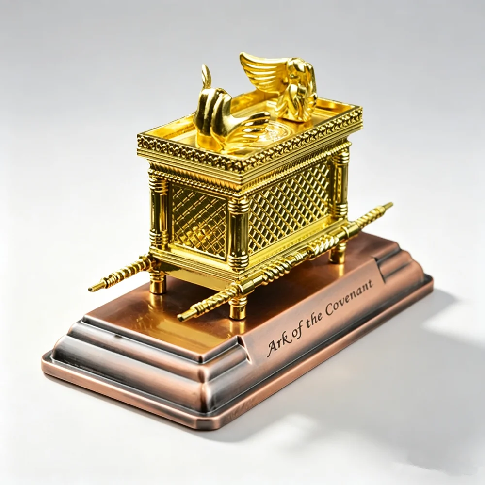 Ark of the Covenant Metal Replica Set Jewish Religious Figurine Aaron Rod Manna Pot Ten Commandments Tablets Jewish Décor