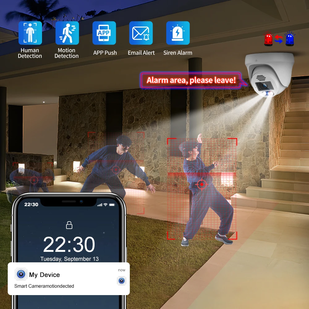 TinoSec H.265 Ultra HD 4K POE Camera System Smart AI Human Detection Colorful Night Vision Two-way Audio Security Surveillance