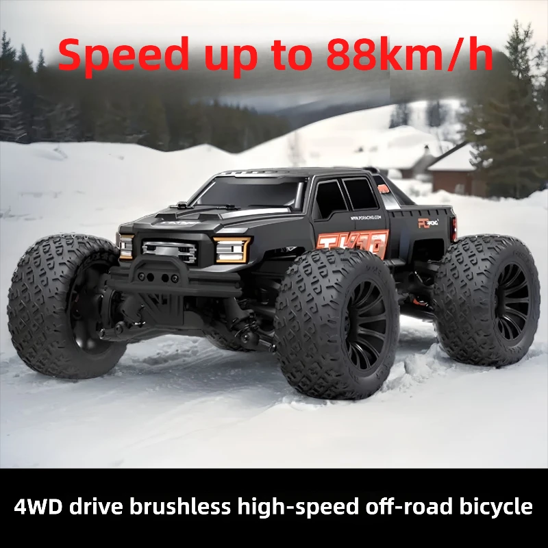 PDracing 1/10 RC Bigfoot 4S Brushless Off-road Remote Control Car 4WD High-speed Drifting Car Waterproof Model Gifts for Boys