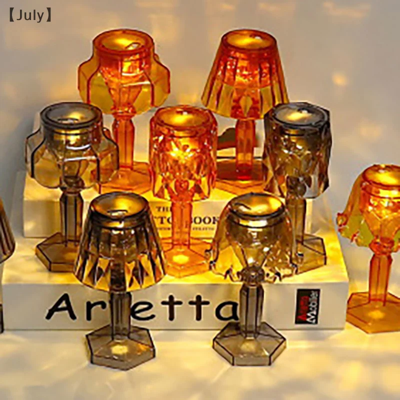 Retro สีอะคริลิคกระจกจําลองโต๊ะรับประทานอาหารบรรยากาศตกแต่งอิเล็กทรอนิกส์ Night Light ยุโรปสไตล์โคมไฟลม