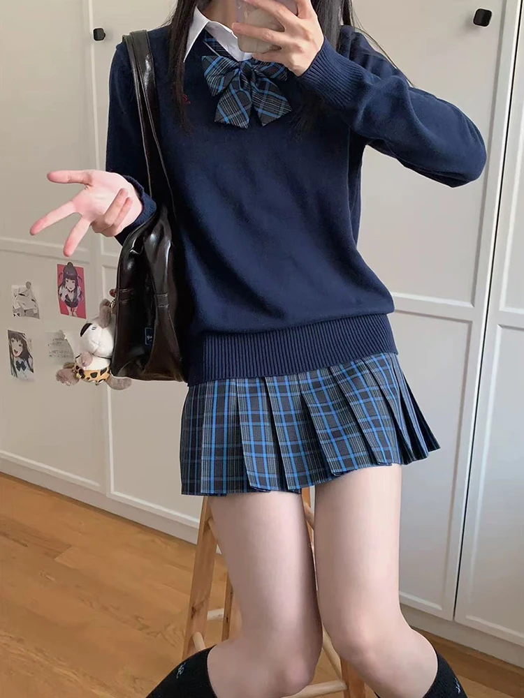 Japanese Retro Plaid Pleated Skirts Summer High Waist Preppy with Bow Mini Skirts Original Jk Uniforms School Girls A Line Skirt