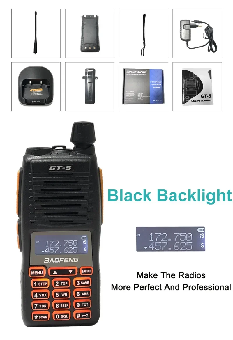 Practical bestseller BAOFENG  GT-5 10W High Power Portable Handheld Walkie Talkie for Civil & Outdoor Use
