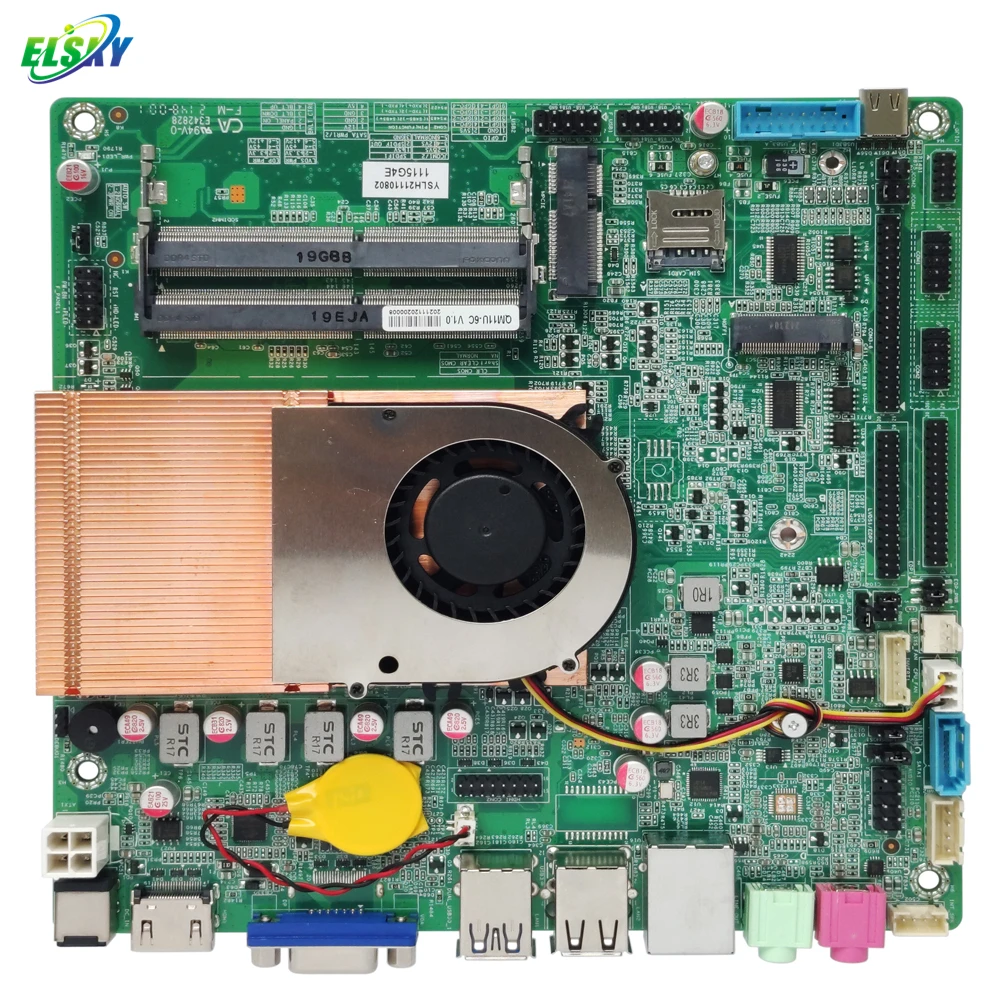 New ELSKY QM11U 11th Generation Tiger Lake CPU I3-1115G4E Processor X86 Linux Embedded Slim Mini-itx Motherboard