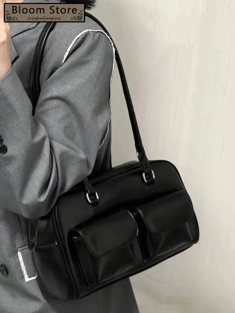 

Vintage Tender Preppy Girls Shoulder Bags Streetwear Fashion All Match Handbags Women Casual Solid Underarm Bag Y2k Aesthetic