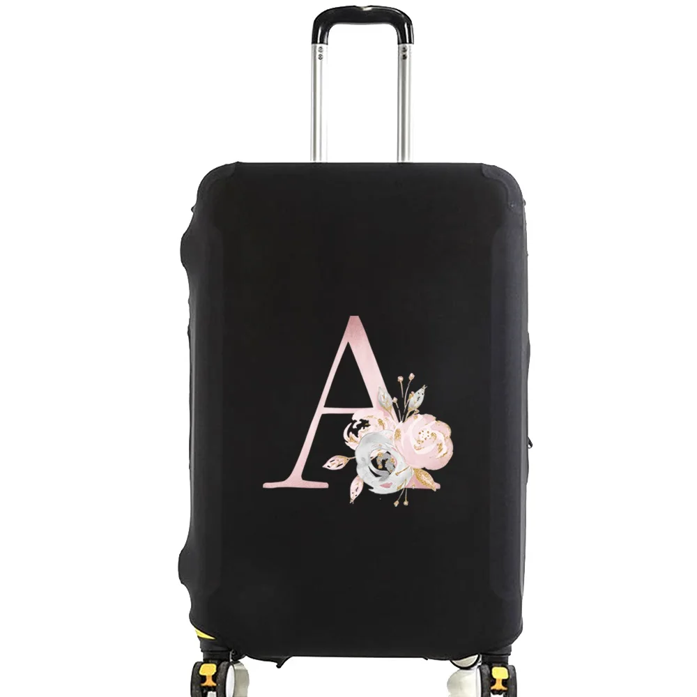 Pink Flower Letter Apply To 18-28 Inch Suitcase Protective Cover Elastic Luggage Protector Trolley Dust Cover Travel Accessories