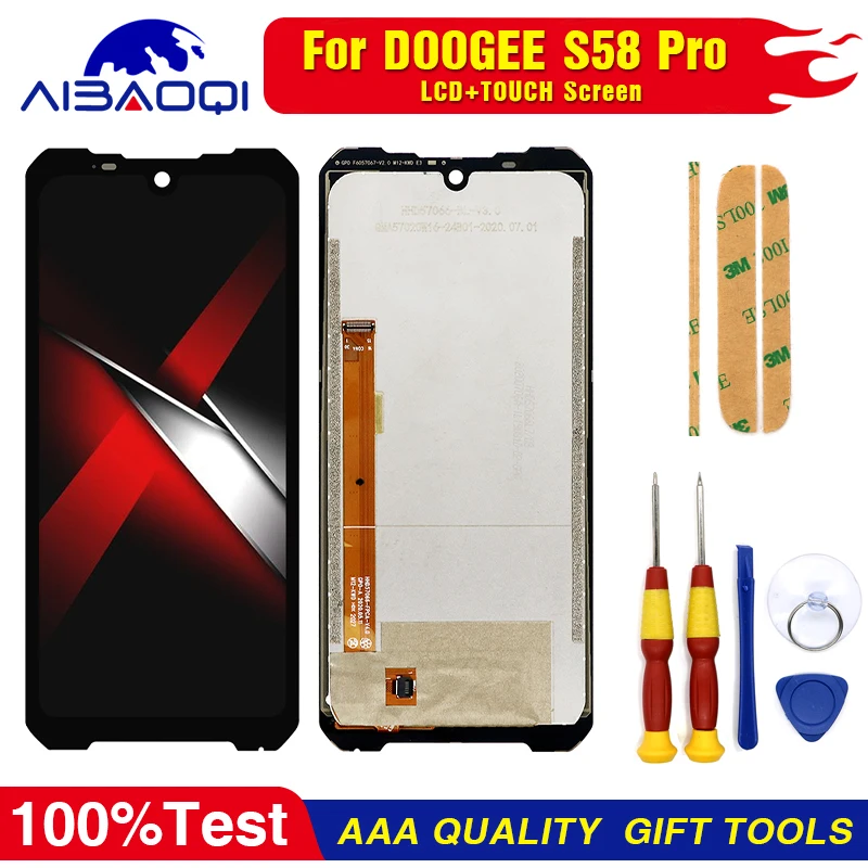 XUNQIYI Touch Screen LCD Display For Doogee S58 Pro Replacement Parts + Battery Cover + USB Charging Board