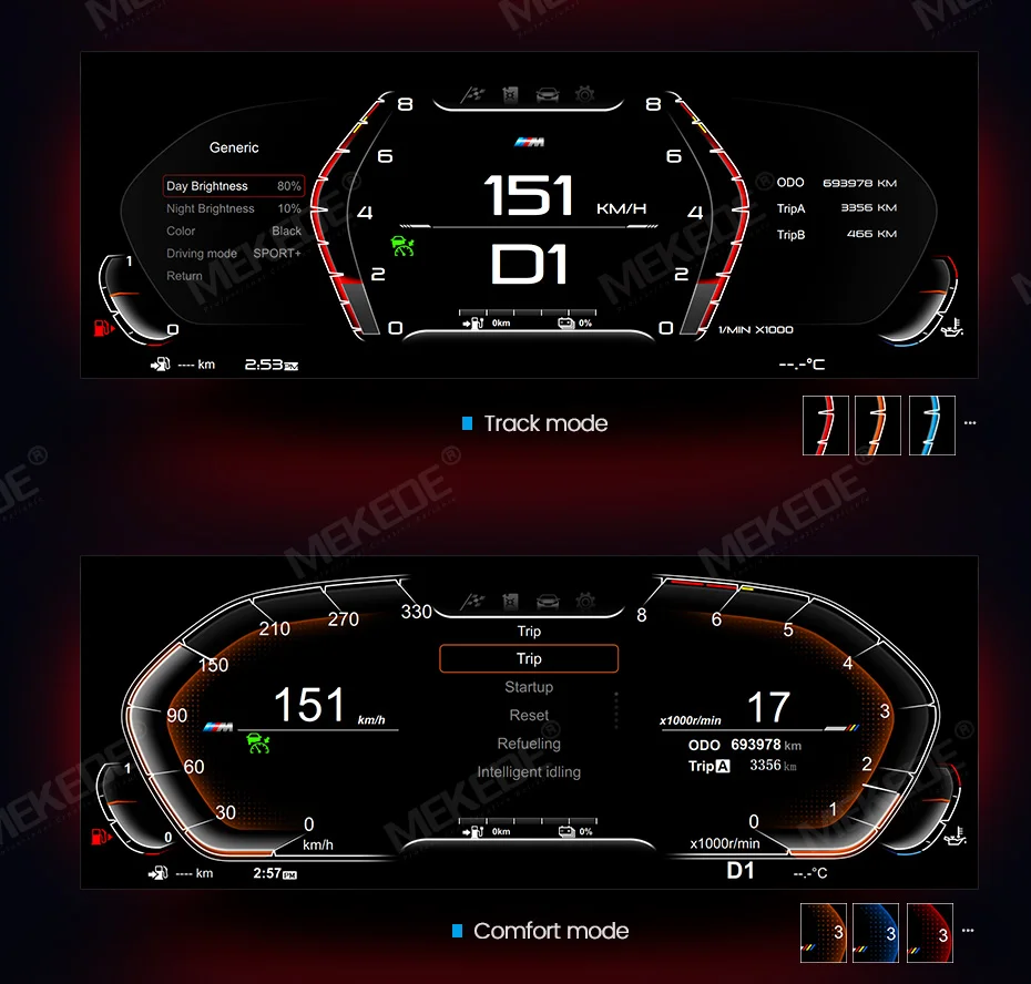 Mekede LCD-Dashboard Digitales Kombiinstrument für BMW 5/6/7er Serie X3/X4/X5/X6 F01 F07 F10 F15 F16 F25 F26 Tachometer Virtuelles Cockpit – Detail 3