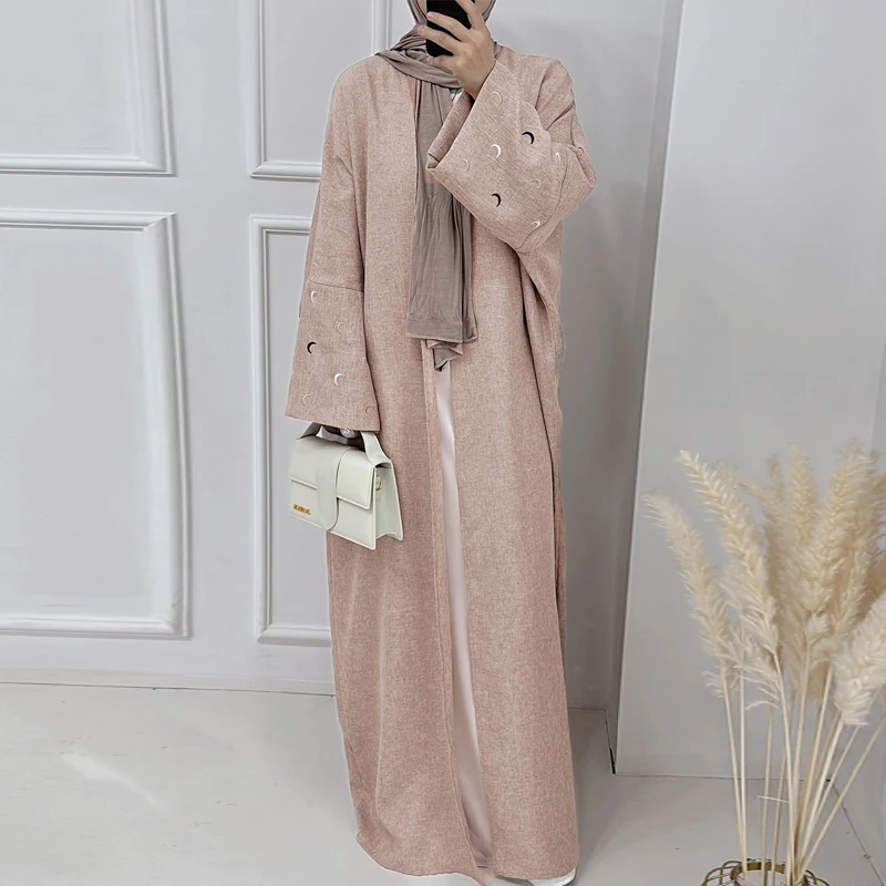 Dresses For Women Ramadan Khimar Abaya Saudi Arabia Turkey Islam Embroidery Moon Muslim Cardigan Dress Prayer Clothes African