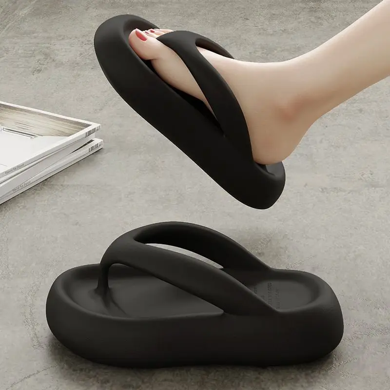 

Soft Sole Eva Non-Slip Cloud Slippers Summer Indoor Outdoor Beach Bathroom Flip Flops Memory Foam Platform Slippers Woman Man