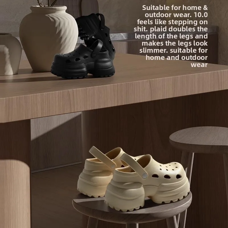 

10cm thick sole height increasing shoes feel like stepping on poop 2026 new style non slip beach slippers for women