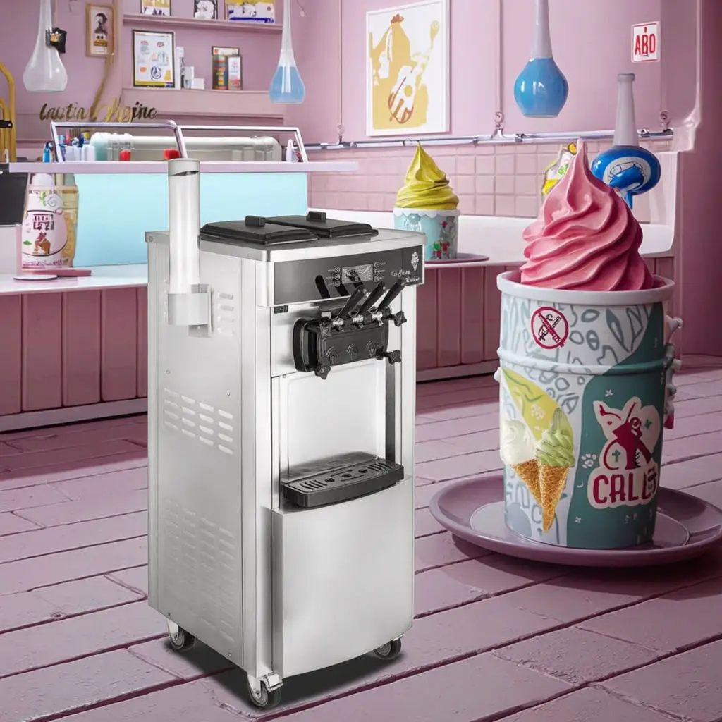 

Commercial Sanwei Soft Ice Cream Machine 18-25KG/H New Condition