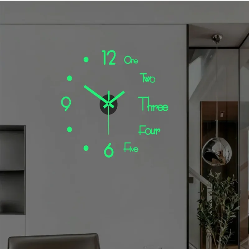 New New Creative luminous wall clock living room diy wall sticker clock mute clock clock wall  home decoration