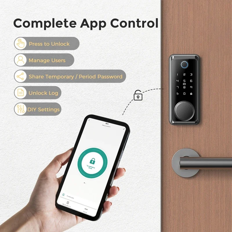 Electronic Door Lock For Tuya Lock With Deadbolt Lock Fingerprint Lock Keyless Entry With Smartlife App Remote Unlock