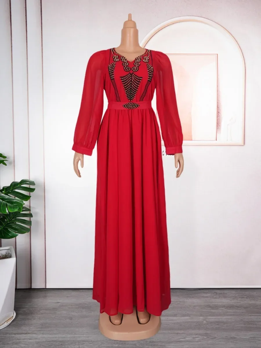 カスタマイズされたアフリカマキシドレス女性のための 2024 プラスサイズのイブニングパーティーロングドレスアフリカ服エレガントなカフタンイスラム教徒シフォン